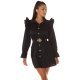 Rochie de zi scurta bumbac neagra tip camasa Fiore 2 - jojofashion.ro