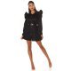 Rochie scurta bumbac neagra tip camasa Fiore 4 - jojofashion.ro