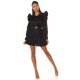 Rochie de zi scurta bumbac neagra tip camasa Fiore 4 - jojofashion.ro