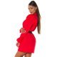 Rochie scurta bumbac rosie tip camasa Fiore Rochie scurta bumbac rosie tip camasa Fiore 3 - jojofashion.ro