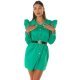 Rochie scurta bumbac verde tip camasa Fiore 2 - jojofashion.ro