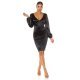 Rochie midi neagra mulata din satin cu maneca lunga Luissa 4 - jojofashion.ro