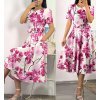 Rochie de vara alba cu flori roz in clos Adelaide