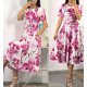 Rochie de vara alba cu flori roz in clos Adelaide 2 - jojofashion.ro