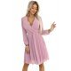 Rochie midi eleganta lila plisata cu maneca lunga fluida Lisa 3 - jojofashion.ro
