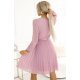 Rochie midi eleganta lila plisata cu maneca lunga fluida Lisa 4 - jojofashion.ro