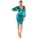 Rochie midi mulata din satin verde cu maneca lunga Luissa 4 - jojofashion.ro