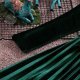 Rochie eleganta de ocazie din catifea verde, midi, plisata, Aryanne 3 - jojofashion.ro