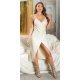 Rochie midi imitatie piele bej, petrecuta, crapata pe picior, Leelas 4 - jojofashion.ro