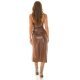 Rochie midi imitatie piele maro, petrecuta, crapata pe picior, Leelas Rochie midi imitatie piele maro, petrecuta, crapata pe picior, Leelas 6 - jojofashion.ro