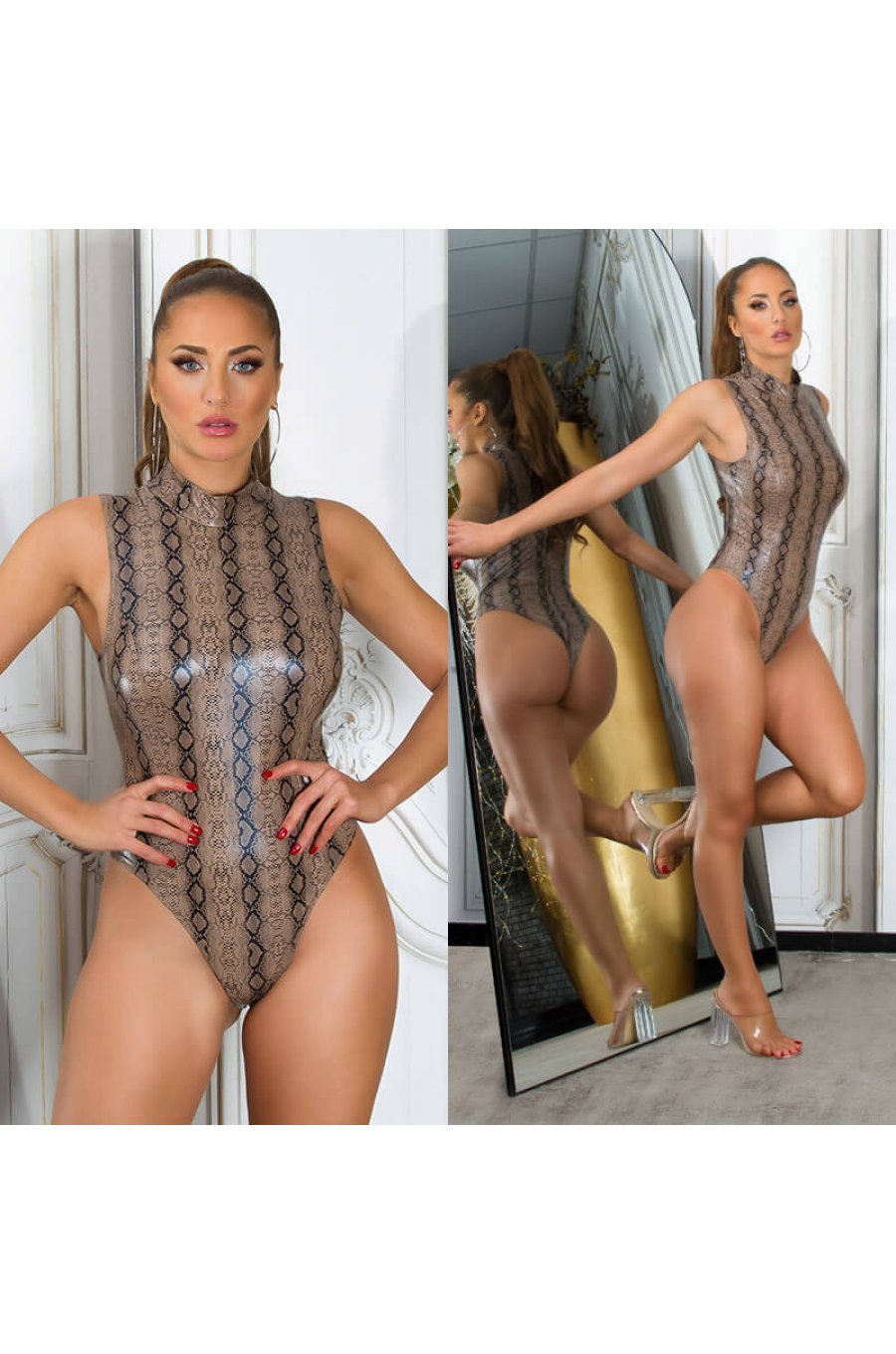 Body dama maro cu imprimeu piele de sarpe Luana Body dama maro cu imprimeu piele de sarpe Luana 4 - jojofashion.ro