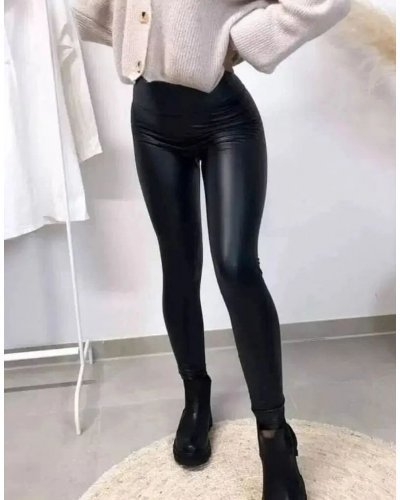 Colanti negri vatuiti termici imitatie piele Dyana Colanti dama, Colanti negri vatuiti termici imitatie piele Dyana - jojofashion.ro