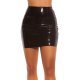 Fusta mulata latex scurta neagra WetLook Rihanna 2 - jojofashion.ro