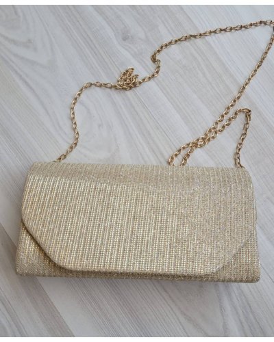 Geanta plic glitter auriu Diamond Genti dama, Geanta plic glitter auriu Diamond - jojofashion.ro