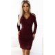 Rochie midi mulata din dantela burgundy cu maneca lunga Sofia  2 - jojofashion.ro