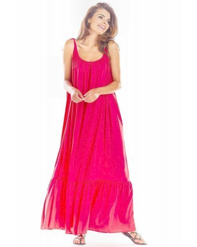 Rochie de vara lunga roz ciclam vaporoasa oversize Francina Rochii, Rochie de vara lunga roz ciclam vaporoasa oversize Francina - jojofashion.ro