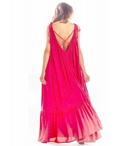 Rochie de vara lunga roz ciclam vaporoasa oversize Francina Rochii, Rochie de vara lunga roz ciclam vaporoasa oversize Francina - jojofashion.ro
