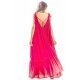 Rochie de vara lunga roz ciclam vaporoasa oversize Francina 3 - jojofashion.ro
