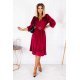 Rochie de ocazie midi, din catifea burgundy, cu maneca lunga si volan, Flavia 3 - jojofashion.ro