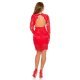 Rochie scurta rosie din dantela cu maneca lunga Novia 6 - jojofashion.ro