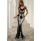 Rochie lunga neagra mulata cu paiete argintii PrincessBatal  2 - jojofashion.ro