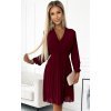 Rochie scurta din chiffon burgundy plisata vaporoasa Lisa