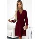 Rochie scurta din chiffon burgundy plisata vaporoasa Lisa 2 - jojofashion.ro