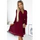Rochie scurta din chiffon burgundy plisata vaporoasa Lisa 5 - jojofashion.ro