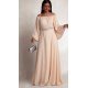 Rochie lunga din voal bej vaporoasa Cinderella 2 - jojofashion.ro