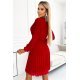 Rochie scurta rosie din voal sifon cu maneca lunga Lisa 4 - jojofashion.ro