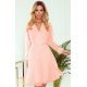 Rochie scurta din voal roz piersica plisata vaporoasa Lisa 2 - jojofashion.ro