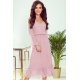 Rochie midi roz pudrat din chiffon cu maneca lunga Calina 2 - jojofashion.ro