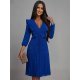 Rochie de ocazie midi albastra plisata cu volane Angel 2 - jojofashion.ro