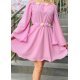 Rochie scurta roz din voal cu maneca lunga Raisa 3 - jojofashion.ro