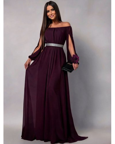 Rochii, Rochie de ocazie vaporoasa lunga voal mov Afrodita - jojofashion.ro