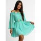 Rochie de ocazie scurta din voal menta vaporoasa cu maneca lunga Raisa 3 - jojofashion.ro