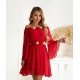 Rochie de ocazie scurta rosie din voal vaporoasa cu maneca lunga Raisa 3 - jojofashion.ro