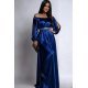 Rochie lunga din satin albastra vaporoasa cu maneca lunga Larisa  2 - jojofashion.ro