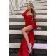Rochie de seara eleganta lunga, glitter, rosie, mulata, cu maneca lunga, Koucla Carisa 2 - jojofashion.ro