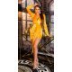 Rochie scurta mulata galbena din catifea cu maneca lunga Diamond  2 - jojofashion.ro