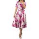 Rochie de vara alba cu flori roz in clos Adelaide 2 - jojofashion.ro