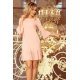 Rochie roz pal midi cu volan plisat croi in A Numoco Codruta 2 - jojofashion.ro