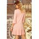 Rochie roz pal midi cu volan plisat croi in A Numoco Codruta 4 - jojofashion.ro