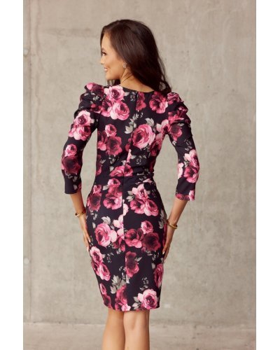 Rochie scurta, multicolora, mulata, cu maneca trei sferturi, Illona Rochii mulate, Rochie scurta, multicolora, mulata, cu maneca trei sferturi, Illona - jojofashion.ro