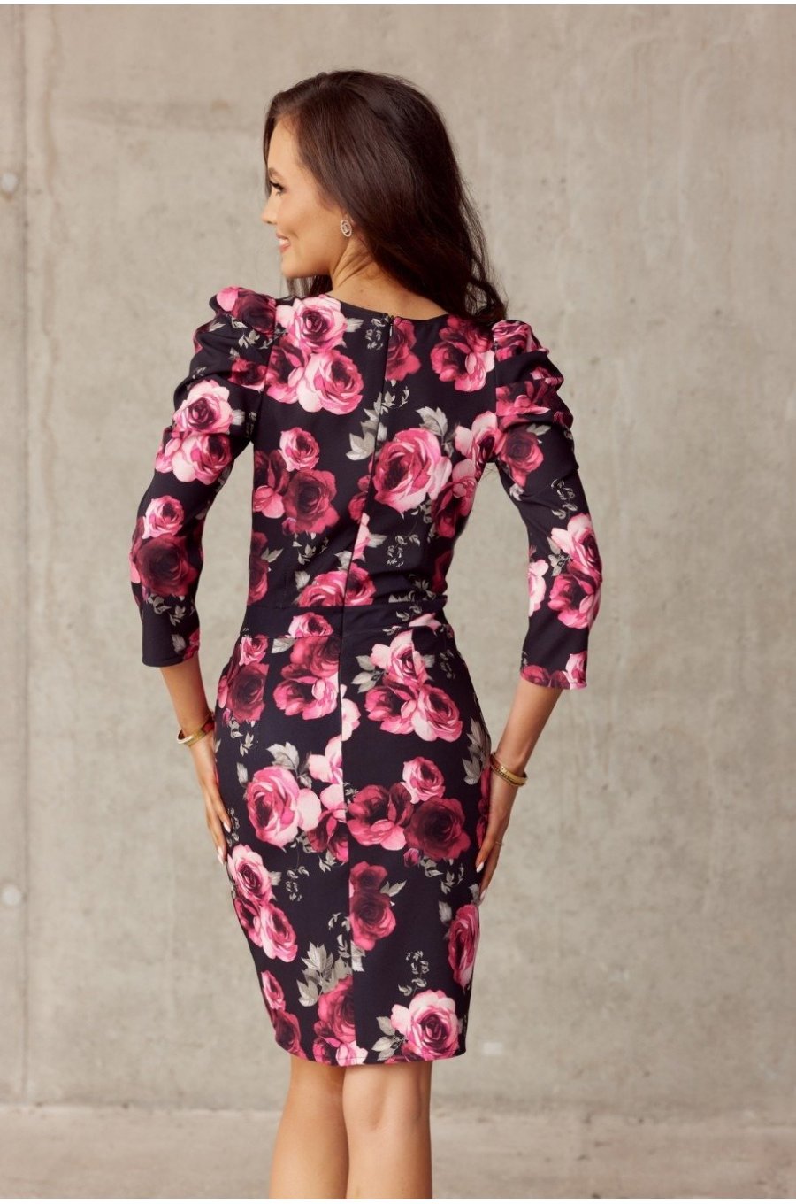 Rochie scurta, multicolora, mulata, cu maneca trei sferturi, Illona 2 - jojofashion.ro