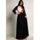 Rochie lunga neagra din voal cu motive traditionale vaporoasa Emanuela 2 - jojofashion.ro