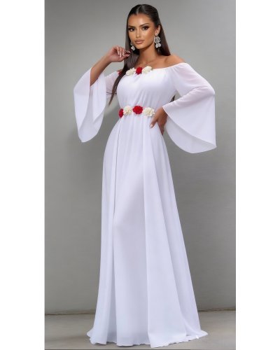 Rochii vaporoase, Rochie cununie civila alba lunga din voal AngelD - jojofashion.ro