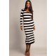 Rochie midi vascoza alba cu dungi negre Koucla Sailor 2 - jojofashion.ro