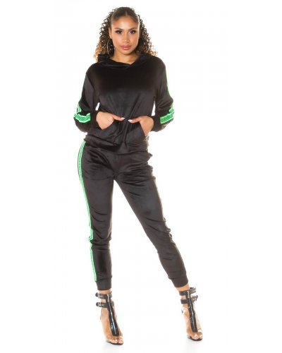 Trening dama casual, din catifea, verde neon Jade Treninguri dama, Trening dama casual, din catifea, verde neon Jade - jojofashion.ro