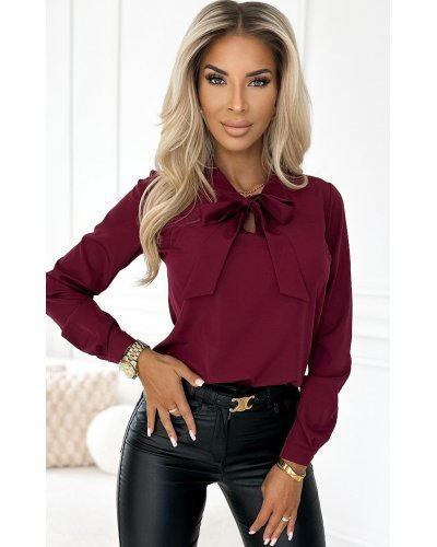 Bluza dama eleganta, vascoza, burgundy, cu maneca lunga, Ivana Bluze dama, Bluza dama eleganta, vascoza, burgundy, cu maneca lunga, Ivana - jojofashion.ro